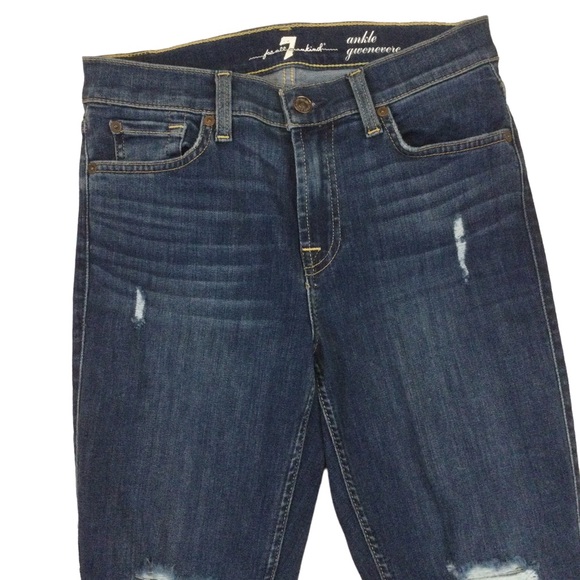 7 For All Mankind Gwenevere Ankle Distressed Skinny Jeans Size 27 - Picture 3 of 14